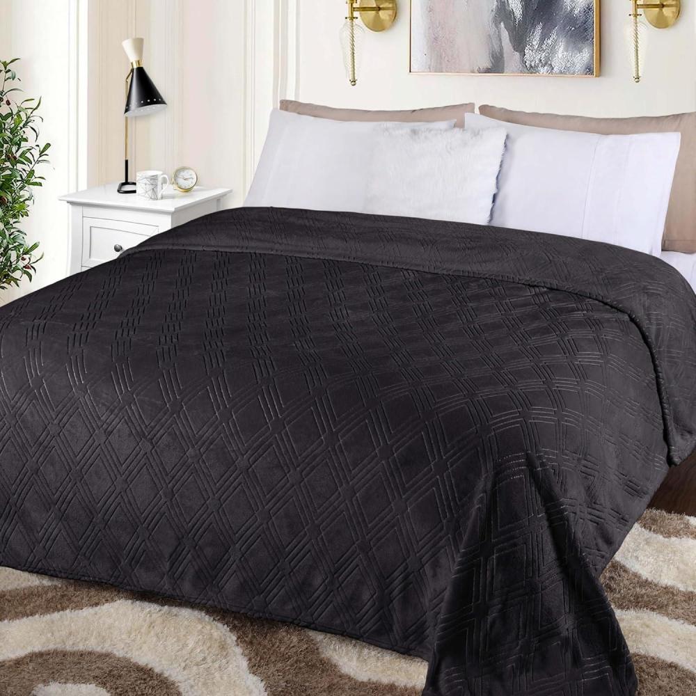 imageSuperior Quilted Diamond Throw Blanket Soft Plush Fleece Blanket for Couch Bed ampamp Living Room Cozy Lightweight All Season Alaska Blanket Throw WhiteBlack