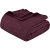 Superior Basketweave Cotton Blanket – Soft & Comfy Medium-Weight Cover for Bed, Bedding, Bedroom, Living Room Couch Throw, Lounging – Modern Boho Woven Design – California King Size, Plum(Plum – Z)