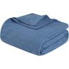 Superior Basketweave Cotton Blanket – Soft & Comfy Medium-Weight Cover for Bed, Bedding, Bedroom, Living Room Couch Throw, Lounging – Modern Boho Woven Design – California King Size, Plum(Denim Blue)