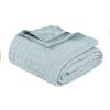 Superior Basketweave Cotton Blanket – Soft & Comfy Medium-Weight Cover for Bed, Bedding, Bedroom, Living Room Couch Throw, Lounging – Modern Boho Woven Design – California King Size, Plum(Light Blue – Z)