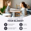 Superior Basketweave Cotton Blanket – Soft & Comfy Medium-Weight Cover for Bed, Bedding, Bedroom, Living Room Couch Throw, Lounging – Modern Boho Woven Design – California King Size, Plum(Navy Blue – Z)
