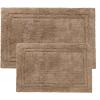 Superior Non-Slip 2 Piece Bath Rug Set, Ultra Plush, Soft and Absorbent 100% Combed Cotton Pile – Traditional Oval Bath Mat Set, Plum(Latte)
