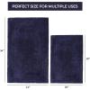 Superior Non-Slip 2 Piece Bath Rug Set, Ultra Plush, Soft and Absorbent 100% Combed Cotton Pile – Traditional Oval Bath Mat Set, Plum(Navy Blue)