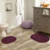 Superior Non-Slip 2 Piece Bath Rug Set, Ultra Plush, Soft and Absorbent 100% Combed Cotton Pile – Traditional Oval Bath Mat Set, Plum(Plum – Oval)