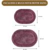 Superior Non-Slip 2 Piece Bath Rug Set, Ultra Plush, Soft and Absorbent 100% Combed Cotton Pile – Traditional Oval Bath Mat Set, Plum(Plum – Oval)
