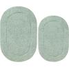 Superior Non-Slip 2 Piece Bath Rug Set, Ultra Plush, Soft and Absorbent 100% Combed Cotton Pile – Traditional Oval Bath Mat Set, Plum(Sage – Oval)