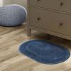 Superior Non-Slip 2 Piece Bath Rug Set, Ultra Plush, Soft and Absorbent 100% Combed Cotton Pile – Traditional Oval Bath Mat Set, Plum(Sapphire – Oval)