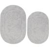 Superior Non-Slip 2 Piece Bath Rug Set, Ultra Plush, Soft and Absorbent 100% Combed Cotton Pile – Traditional Oval Bath Mat Set, Plum(Silver – Oval)