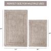Superior Non-Slip 2 Piece Bath Rug Set, Ultra Plush, Soft and Absorbent 100% Combed Cotton Pile – Traditional Oval Bath Mat Set, Plum(Stone)