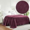 Superior Basketweave Cotton Blanket – Soft & Comfy Medium-Weight Cover for Bed, Bedding, Bedroom, Living Room Couch Throw, Lounging – Modern Boho Woven Design – California King Size, Plum(Plum – Z)