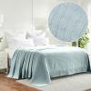 Superior Basketweave Cotton Blanket – Soft & Comfy Medium-Weight Cover for Bed, Bedding, Bedroom, Living Room Couch Throw, Lounging – Modern Boho Woven Design – California King Size, Plum(Light Blue – Z)