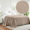 Superior Basketweave Cotton Blanket – Soft & Comfy Medium-Weight Cover for Bed, Bedding, Bedroom, Living Room Couch Throw, Lounging – Modern Boho Woven Design – California King Size, Plum(Khaki)