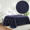 Superior Basketweave Cotton Blanket – Soft & Comfy Medium-Weight Cover for Bed, Bedding, Bedroom, Living Room Couch Throw, Lounging – Modern Boho Woven Design – California King Size, Plum(Navy Blue – Z)