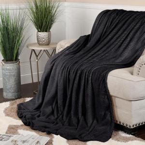 Superior Quilted Diamond Throw Blanket, Soft Plush Fleece Blanket for Couch, Bed & Living Room, Cozy, Lightweight All Season Alaska Blanket, Full/Queen, Gold(Black)