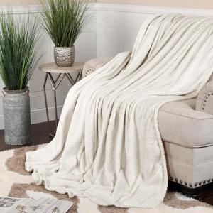 Superior Quilted Diamond Throw Blanket, Soft Plush Fleece Blanket for Couch, Bed & Living Room, Cozy, Lightweight All Season Alaska Blanket, Full/Queen, Gold(Ivory)