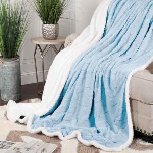 Superior Quilted Diamond Throw Blanket, Soft Plush Fleece Blanket for Couch, Bed & Living Room, Cozy, Lightweight All Season Alaska Blanket, Full/Queen, Gold(Light Blue)