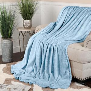 Superior Quilted Diamond Throw Blanket, Soft Plush Fleece Blanket for Couch, Bed & Living Room, Cozy, Lightweight All Season Alaska Blanket, Throw, White(Light Blue)