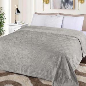 Superior Quilted Diamond Throw Blanket, Soft Plush Fleece Blanket for Couch, Bed & Living Room, Cozy, Lightweight All Season Alaska Blanket, Throw, White(Platinum)