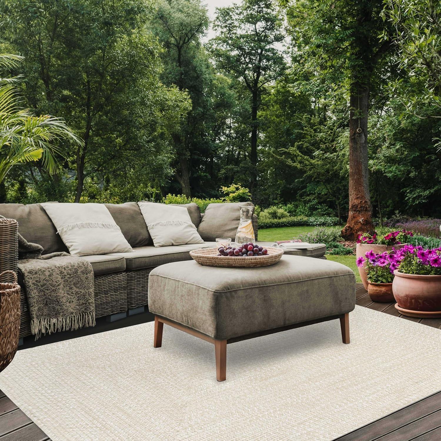 imageSuperior IndoorOutdoor Area Rug DualTone Reversible Braided Floor Decor for Patio Front Porch Entryway Living Room Office Nursery Artistic Home 6 x 9 Fog GreenWhiteCreamwhite
