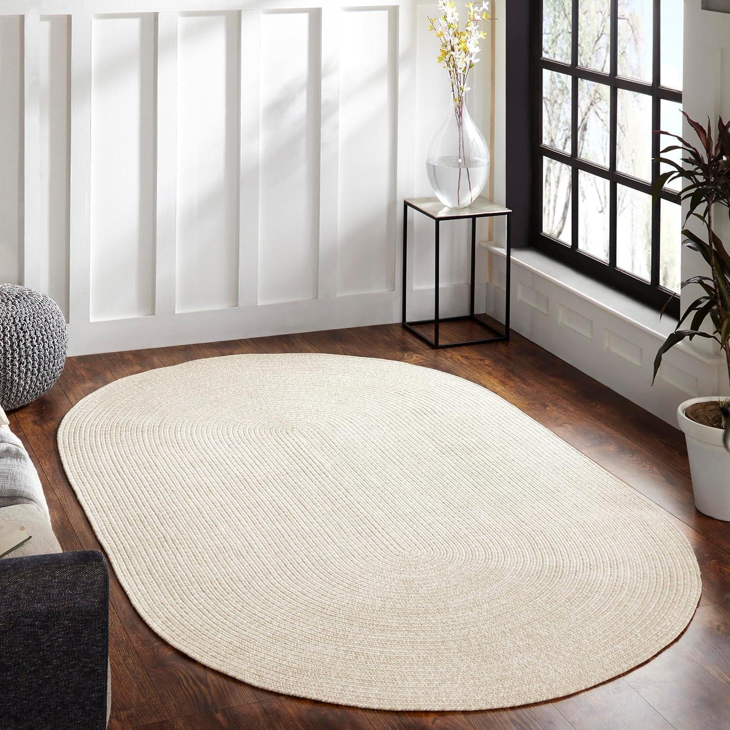 imageSuperior IndoorOutdoor Area Rug DualTone Reversible Braided Floor Decor for Patio Front Porch Entryway Living Room Office Nursery Artistic Home 6 x 9 Fog GreenWhiteCreamwhite