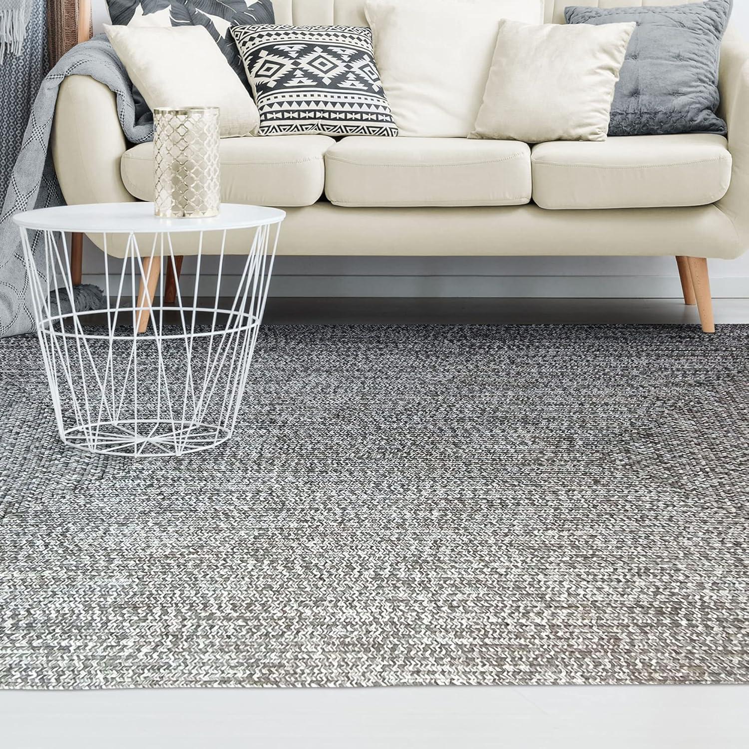 imageSuperior IndoorOutdoor Area Rug DualTone Reversible Braided Floor Decor for Patio Front Porch Entryway Living Room Office Nursery Artistic Home 6 x 9 Fog GreenWhiteSlatewhite