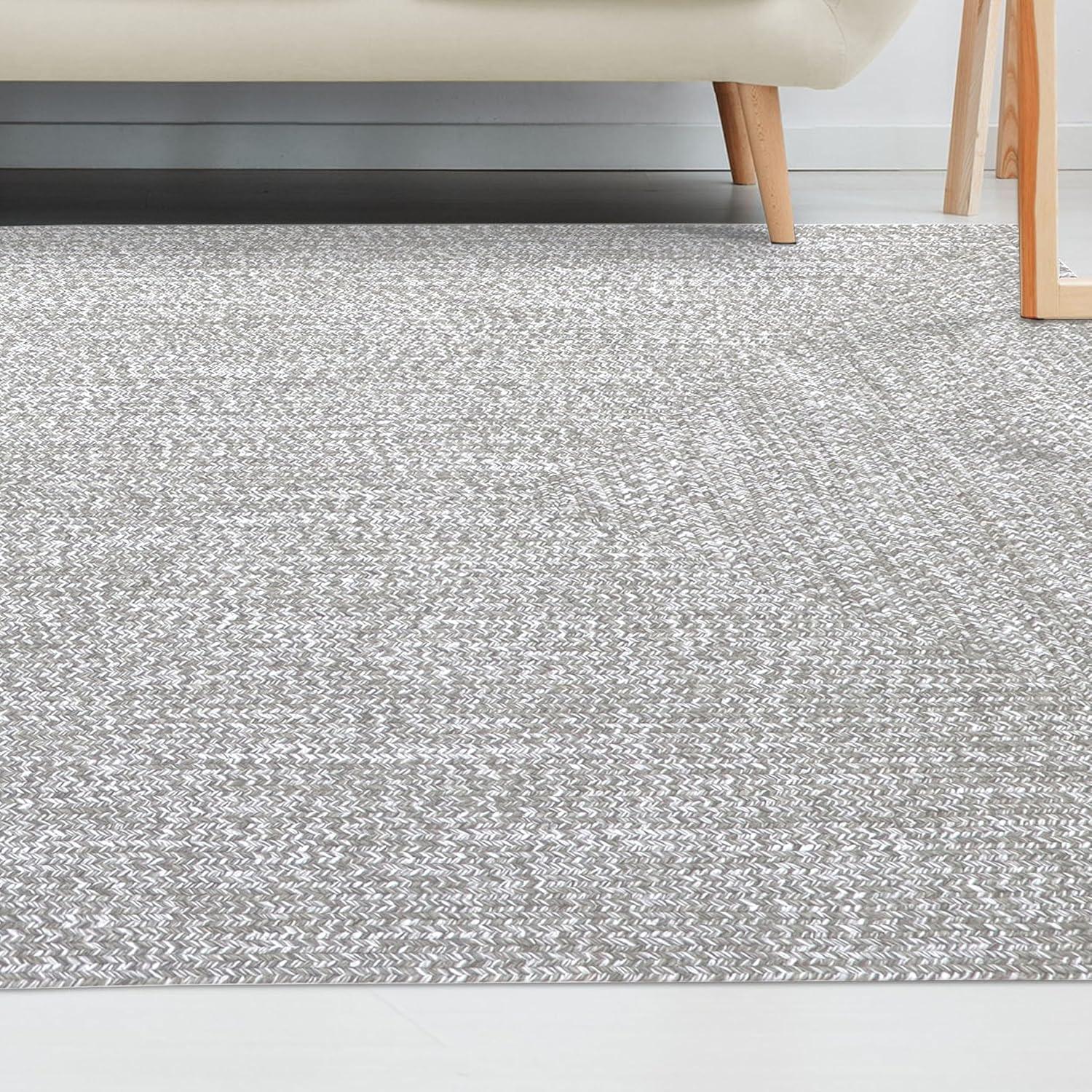 imageSuperior IndoorOutdoor Area Rug DualTone Reversible Braided Floor Decor for Patio Front Porch Entryway Living Room Office Nursery Artistic Home 6 x 9 Fog GreenWhiteCanvaswhite