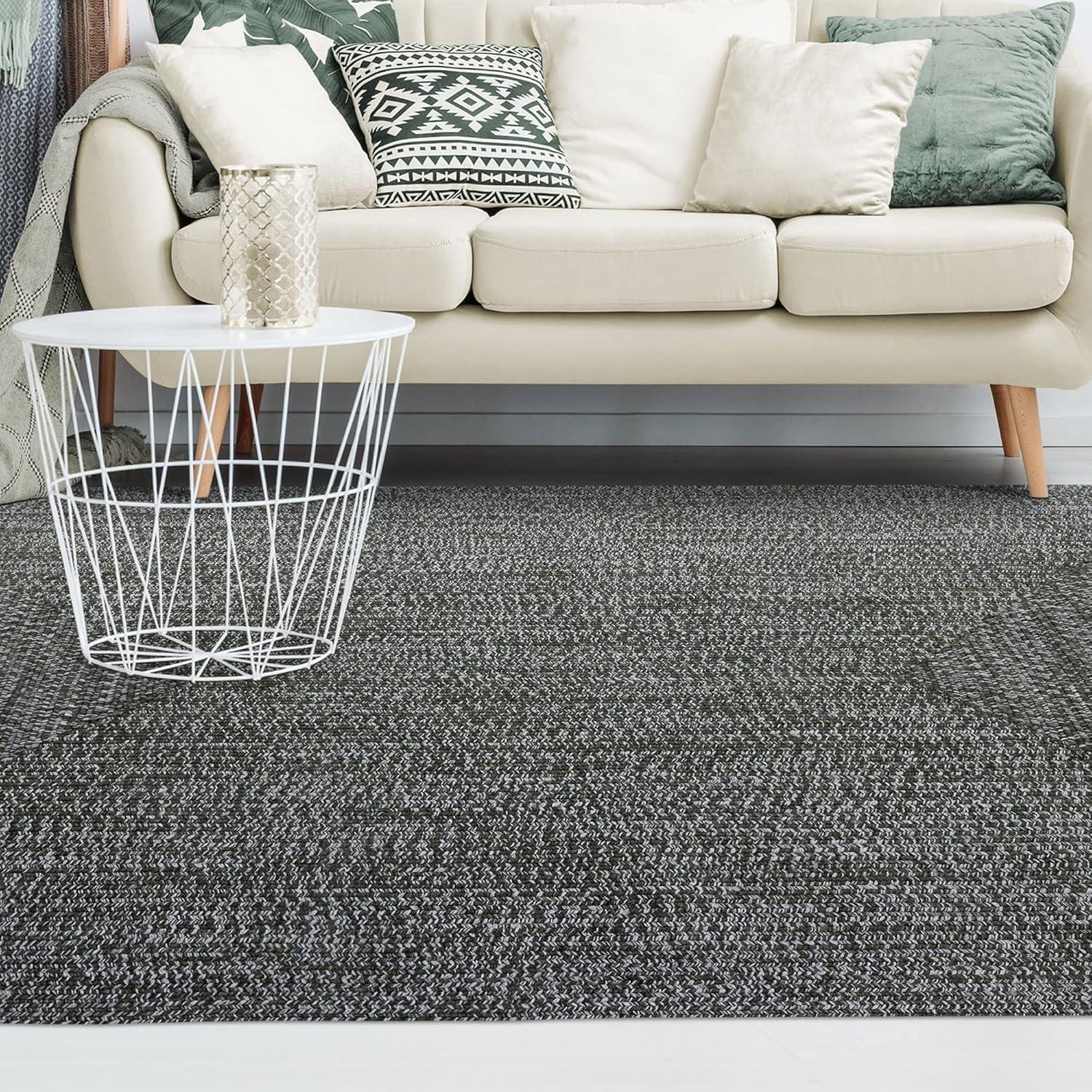 imageSuperior IndoorOutdoor Area Rug DualTone Reversible Braided Floor Decor for Patio Front Porch Entryway Living Room Office Nursery Artistic Home 6 x 9 Fog GreenWhiteFog Greenwhite