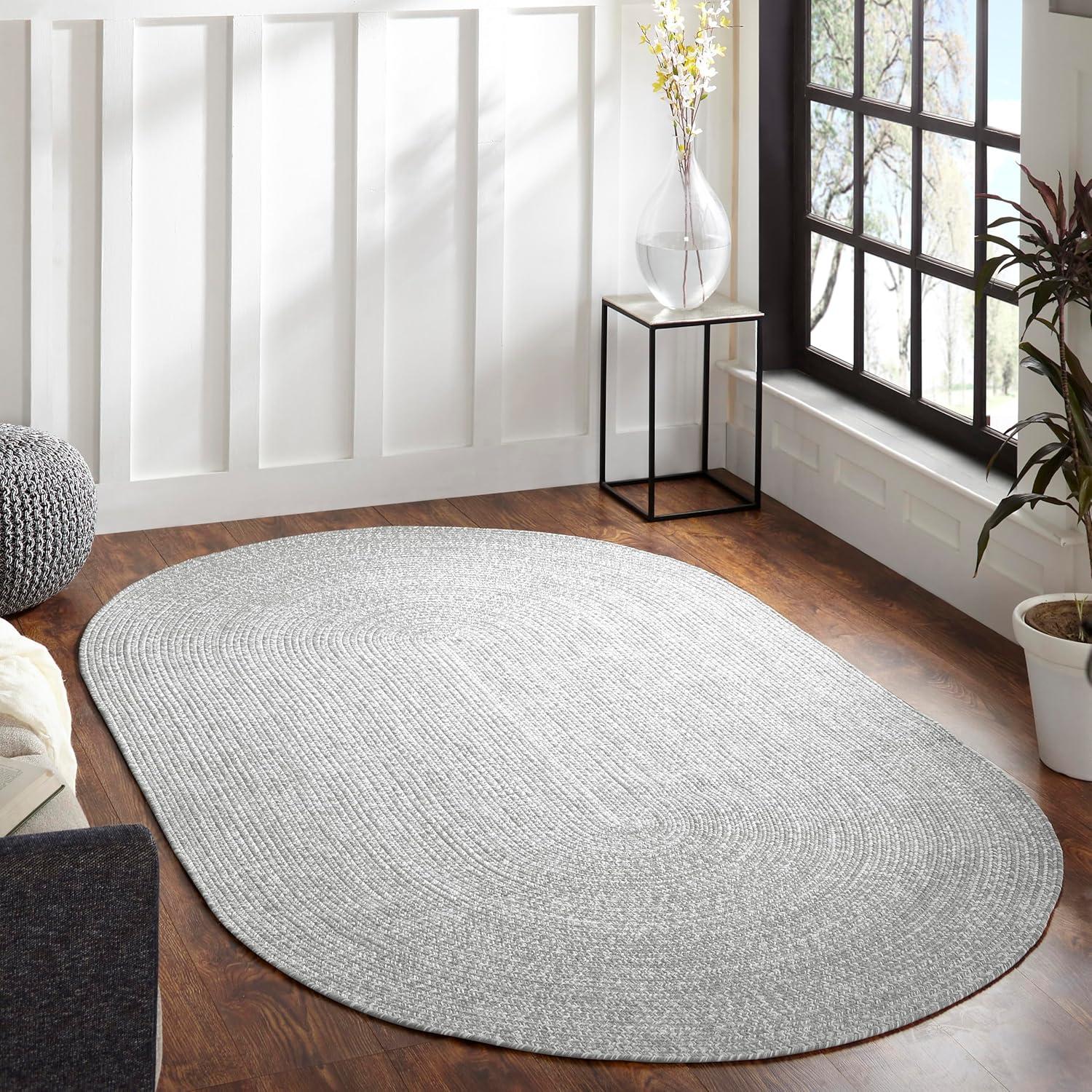 imageSuperior IndoorOutdoor Area Rug DualTone Reversible Braided Floor Decor for Patio Front Porch Entryway Living Room Office Nursery Artistic Home 6 x 9 Fog GreenWhiteCanvaswhite
