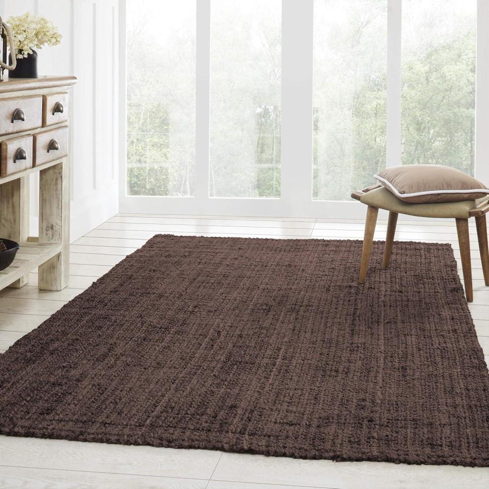 imageSuperior Indoor Braided Jute Small Area Rug Modern Aesthetic Home Decor for Entryway Living Room Dining Bedroom Office Nursery Kitchen Soft Reversible Rugs Kula Collection Charcoal 5x8Black  Z