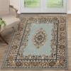 Superior Gillieston Traditional Medallion Indoor Area Rug for Living Room, Bedroom, Office, Kitchen, Dining, Washable Rugs, Foam Backing, Aviva Collection, 2′ 7″ x 8′, Green-Blue(8′ x 10′)