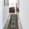 Superior Gillieston Traditional Medallion Indoor Area Rug for Living Room, Bedroom, Office, Kitchen, Dining, Washable Rugs, Foam Backing, Aviva Collection, 2′ 7″ x 8′, Green-Blue(2.7′ x 8′)