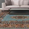 Superior Gillieston Traditional Medallion Indoor Area Rug for Living Room, Bedroom, Office, Kitchen, Dining, Washable Rugs, Foam Backing, Aviva Collection, 2′ 7″ x 8′, Green-Blue(2′ x 3′)
