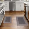 Superior Nylon Kitchen Mat Set, Small Washable Area Rugs, Non-Slip Backed Rugs, Low Height Easily Slides Under Doors, Neutral Home Decor, Hardwood/Tile Floor Accent Rug, Troy Collection, Cream(Grey)