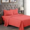 Superior Premium 300-Thread Count Egyptian Cotton Solid Sheet Set Soft Breathable Bedding Luxurious High Thread Count Sheets Sets 18” Deep Pocket Flat Fitted Pillow Cases, Queen, Black(Coral)