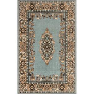 Superior Gillieston Traditional Medallion Indoor Area Rug for Living Room, Bedroom, Office, Kitchen, Dining, Washable Rugs, Foam Backing, Aviva Collection, 2′ 7″ x 8′, Green-Blue(8′ x 10′)