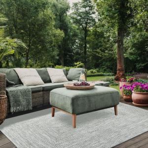 Superior Indoor/Outdoor Area Rug, Dual-Tone Reversible Braided Floor Decor for Patio, Front Porch, Entryway, Living Room, Office, Nursery, Artistic Home, 6′ x 9′, Fog Green-White(Fog Green-white)