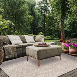 Superior Indoor/Outdoor Area Rug, Dual-Tone Reversible Braided Floor Decor for Patio, Front Porch, Entryway, Living Room, Office, Nursery, Artistic Home, 6′ x 9′, Fog Green-White(Latte-white)