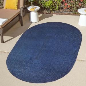 Superior Jute Oval Indoor Area Rug, Fog Green(Denim Blue)