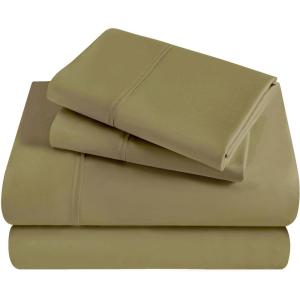 Superior Premium 300-Thread Count Egyptian Cotton Solid Sheet Set Soft Breathable Bedding Luxurious High Thread Count Sheets Sets 18” Deep Pocket Flat Fitted Pillow Cases, Queen, Black(Sage)