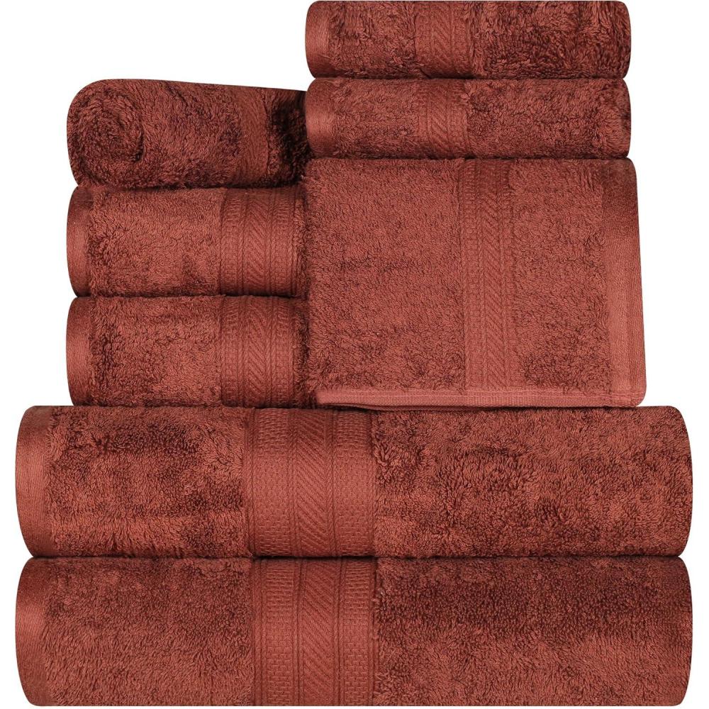 imageSuperior 700 GSM Long Staple 100 Combed Cotton Durable Plush and Absorbent 6Piece Single Ply Towel Set  RivuletHot Chocolate