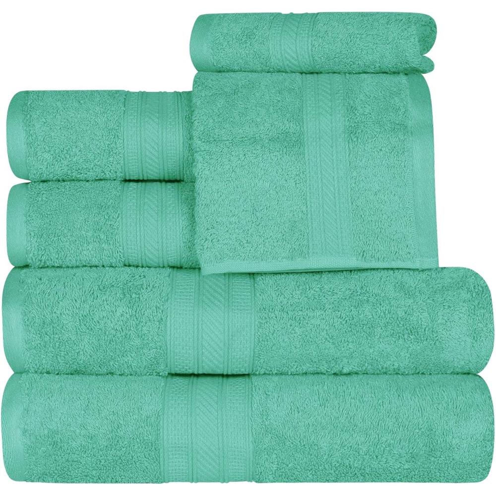 imageSuperior 700 GSM Long Staple 100 Combed Cotton Durable Plush and Absorbent 6Piece Single Ply Towel Set  RivuletRivulet
