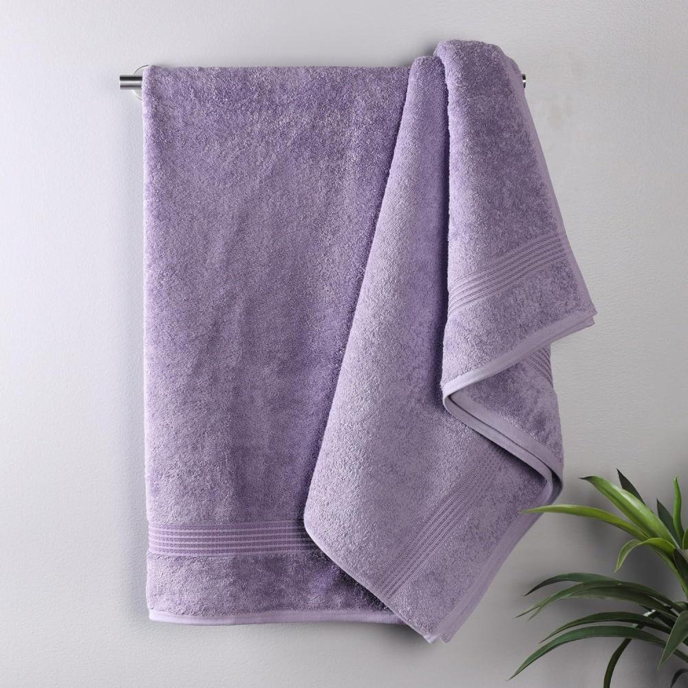 imageSuperior Egyptian Cotton 4Piece Bath Towel Set for Shower Bath Spa Resort Hotel Soft Body Towels Airbnb Essentials Apartment Dorm Quick Dry Absorbent Bathroom Basics PeachRoyal Purple