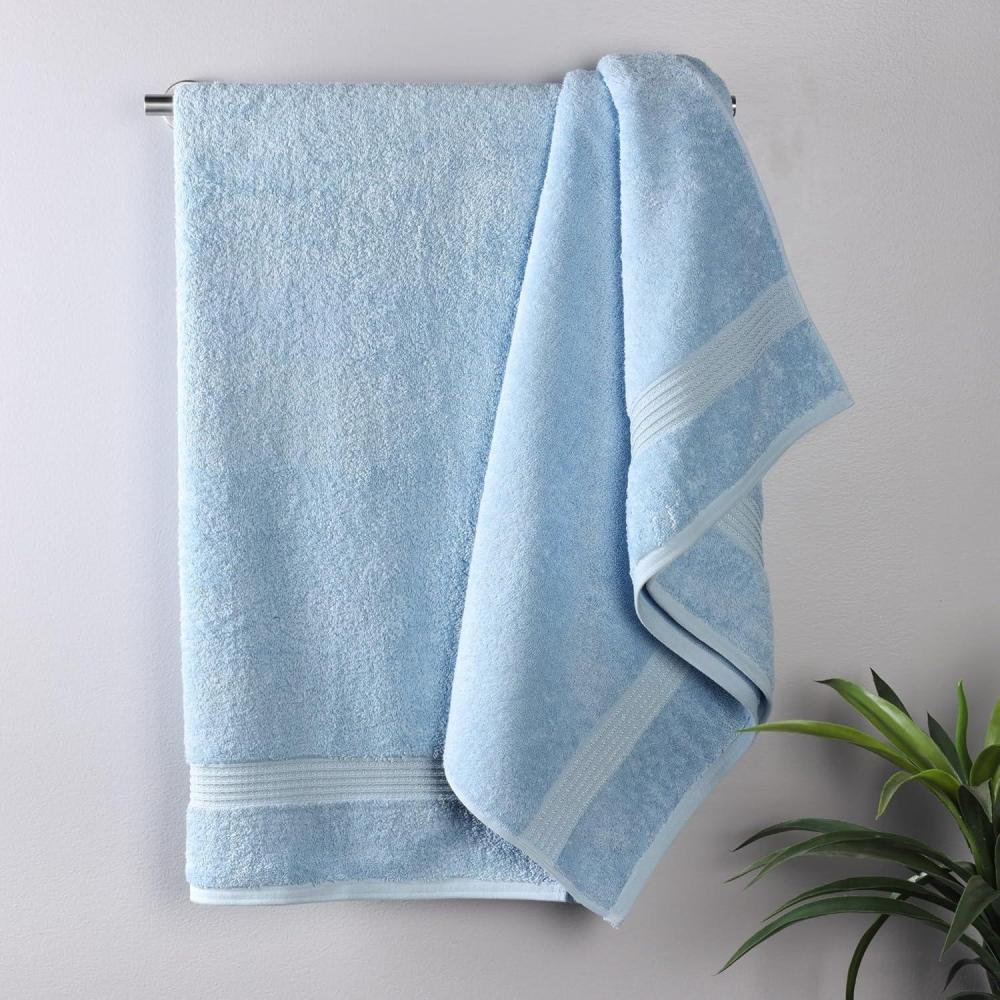 imageSuperior Egyptian Cotton 4Piece Bath Towel Set for Shower Bath Spa Resort Hotel Soft Body Towels Airbnb Essentials Apartment Dorm Quick Dry Absorbent Bathroom Basics PeachLight Blue