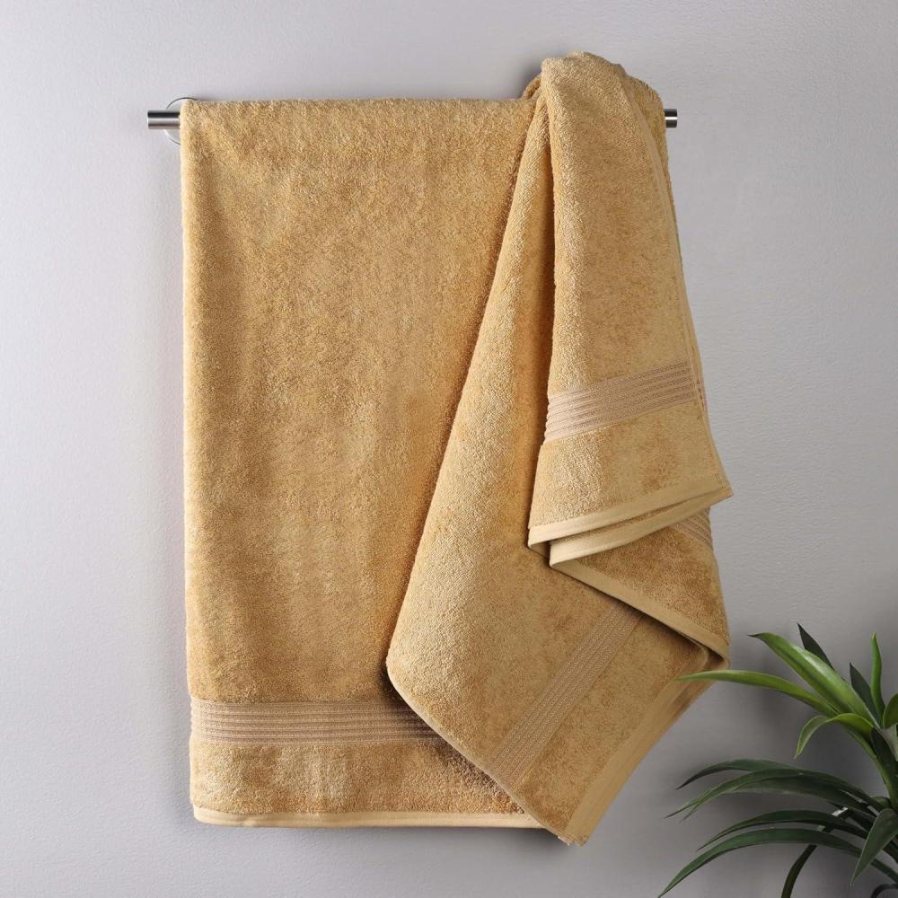 imageSuperior Egyptian Cotton 4Piece Bath Towel Set for Shower Bath Spa Resort Hotel Soft Body Towels Airbnb Essentials Apartment Dorm Quick Dry Absorbent Bathroom Basics PeachGold