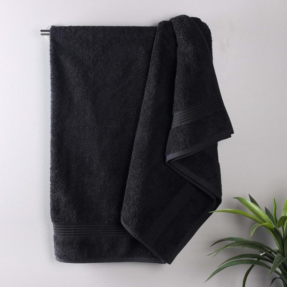 imageSuperior Egyptian Cotton 4Piece Bath Towel Set for Shower Bath Spa Resort Hotel Soft Body Towels Airbnb Essentials Apartment Dorm Quick Dry Absorbent Bathroom Basics PeachBlack