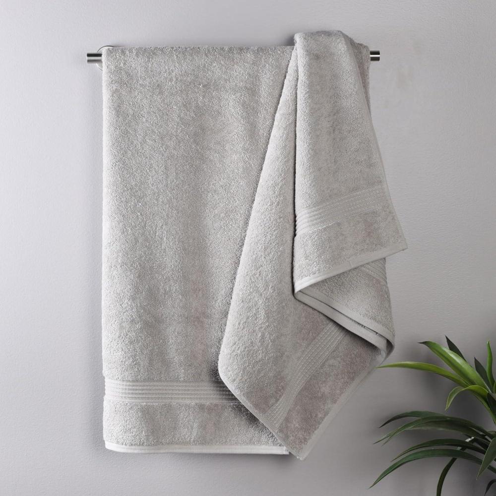 imageSuperior Egyptian Cotton 4Piece Bath Towel Set for Shower Bath Spa Resort Hotel Soft Body Towels Airbnb Essentials Apartment Dorm Quick Dry Absorbent Bathroom Basics PeachSilver