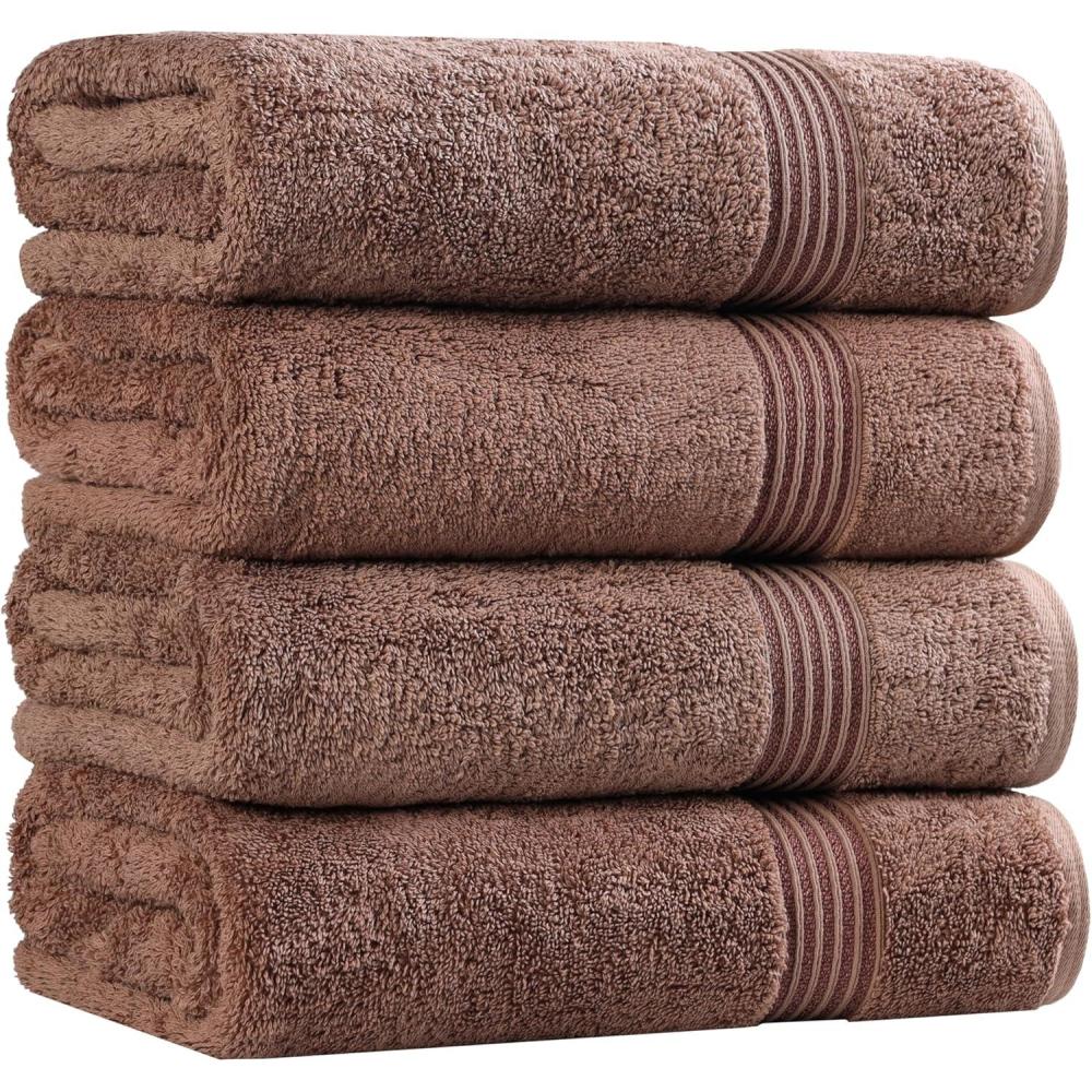 imageSuperior Egyptian Cotton 4Piece Bath Towel Set for Shower Bath Spa Resort Hotel Soft Body Towels Airbnb Essentials Apartment Dorm Quick Dry Absorbent Bathroom Basics Mocha