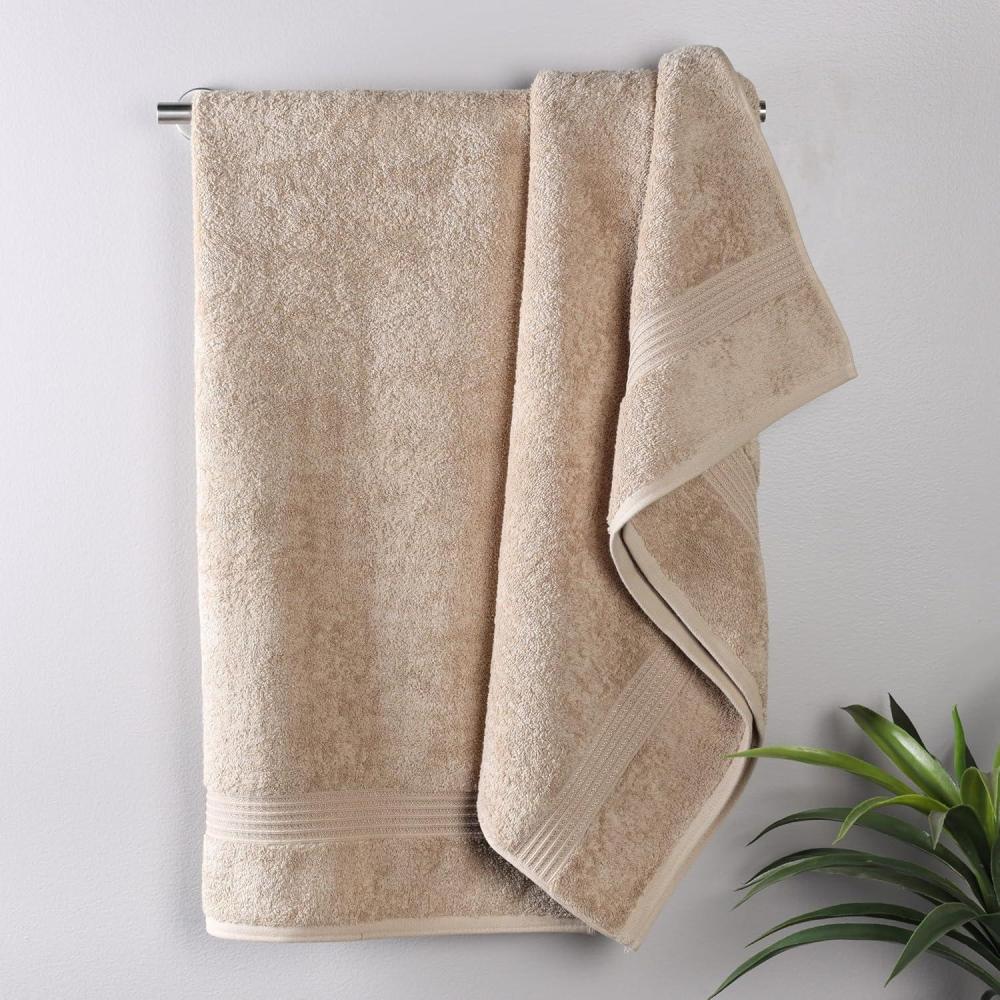 imageSuperior Egyptian Cotton 4Piece Bath Towel Set for Shower Bath Spa Resort Hotel Soft Body Towels Airbnb Essentials Apartment Dorm Quick Dry Absorbent Bathroom Basics PeachTaupe