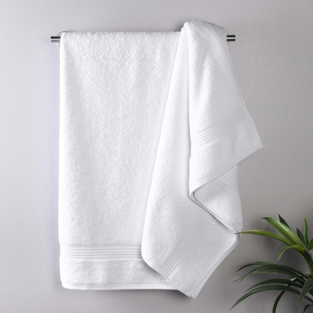 imageSuperior Egyptian Cotton 4Piece Bath Towel Set for Shower Bath Spa Resort Hotel Soft Body Towels Airbnb Essentials Apartment Dorm Quick Dry Absorbent Bathroom Basics PeachWhite
