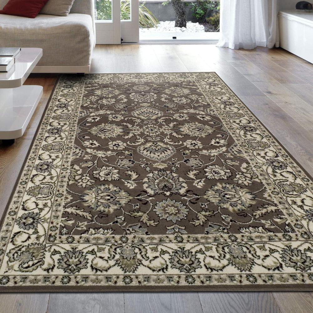 imageSuperior Hallerton Traditional Floral Indoor Area Rug for Living Room Bedroom Office Kitchen Dining Room Rugs Jute Backing Lille Collection 2 7quot x 8 BrownBrown
